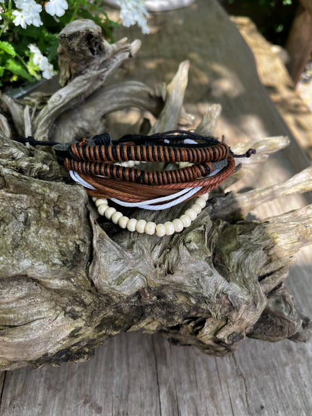 Leather with wood bracelet