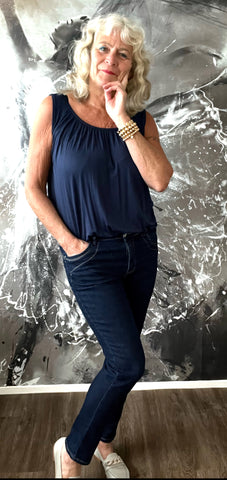 Fashion trends basis top zwart / blauw