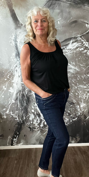 Fashion trends basis top zwart / blauw