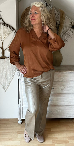 Chastar zijden blouse camel