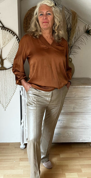 Chastar zijden blouse camel