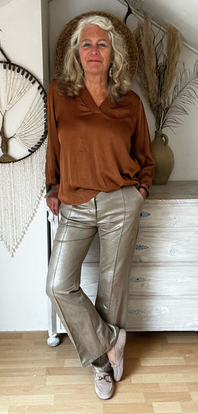 Chastar zijden blouse camel