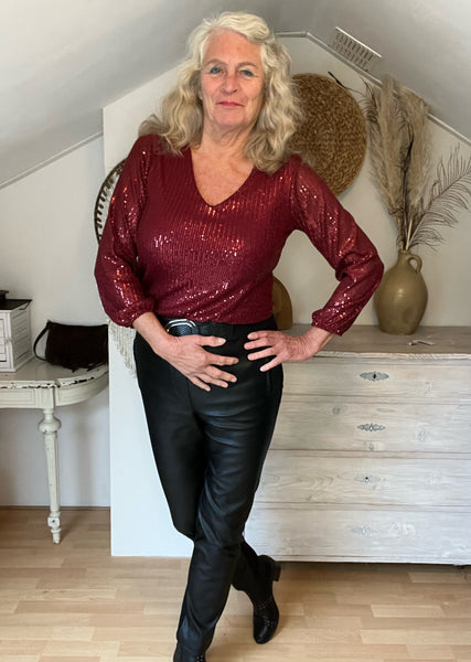 Ambika top georgeanne bordeaux top met strass steentjes