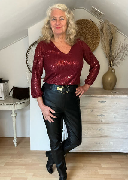 Ambika top georgeanne bordeaux top met strass steentjes