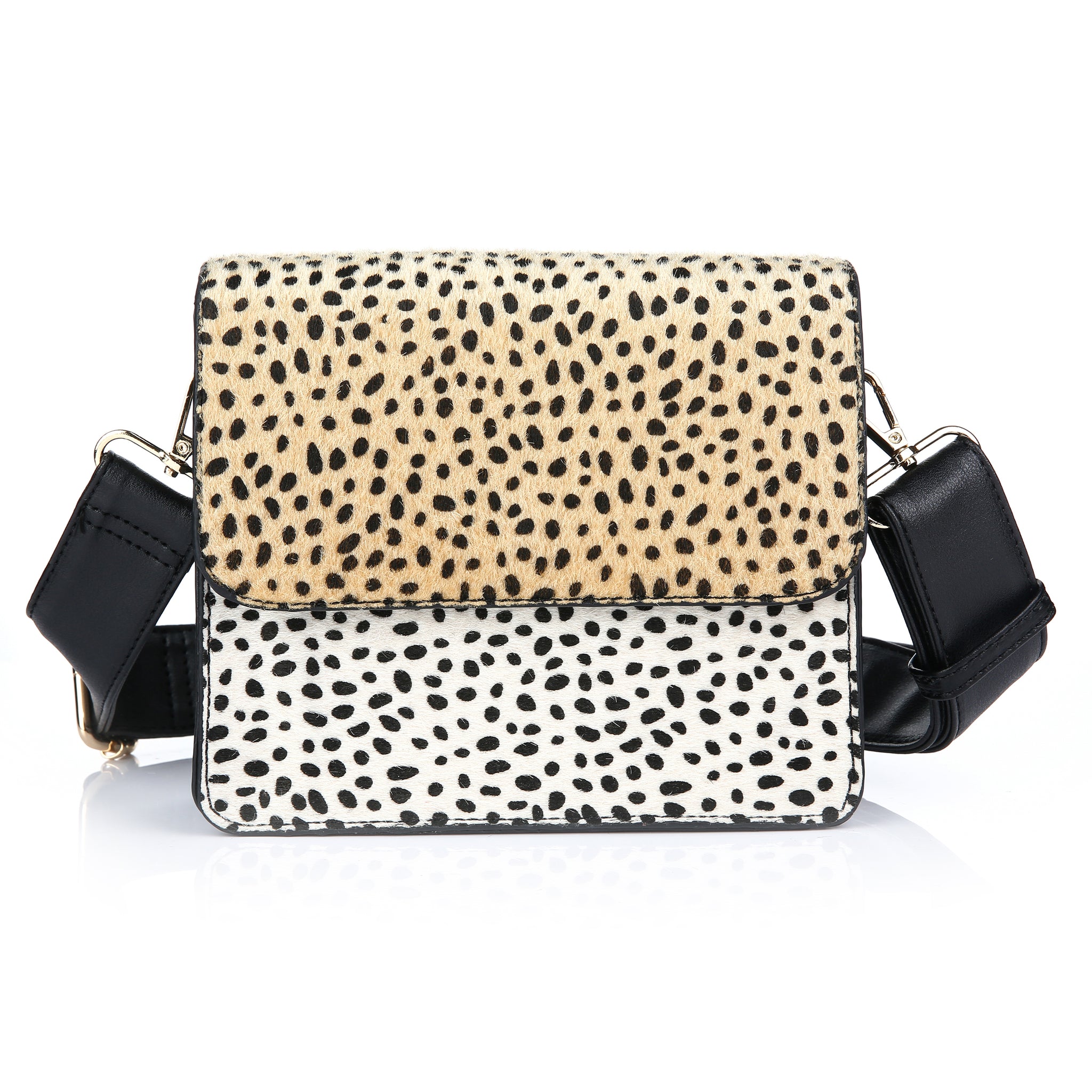 Schouder tas mix cheetah beige / cheetah white